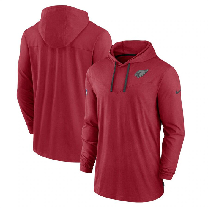 Men's Arizona Cardinals Red Sideline Pop Performance Pullover Long Sleeve Hoodie T-Shirt